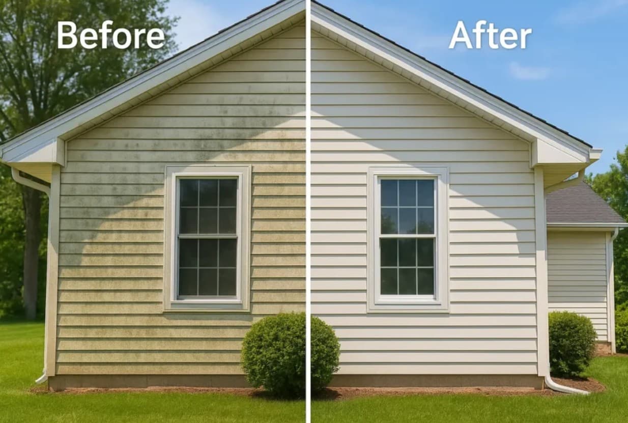 House siding pressure washing before and after in Austin TX